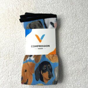 Viasox compression socks w/cute dog print "Ruff Life"